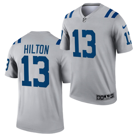 Men's Indianapolis Colts #13 T.Y. Hilton Gray Inverted Legend Stitched Football Jersey